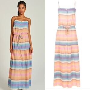 Triya Livi Striped Drawstring Maxi Dress Medium